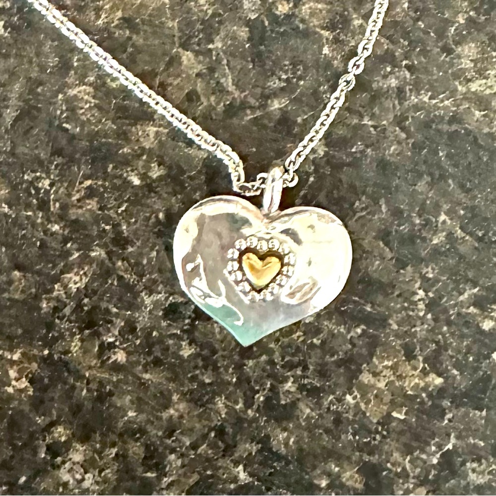NWT Brighton “Love Beyond Words” silver and gold pendant.
